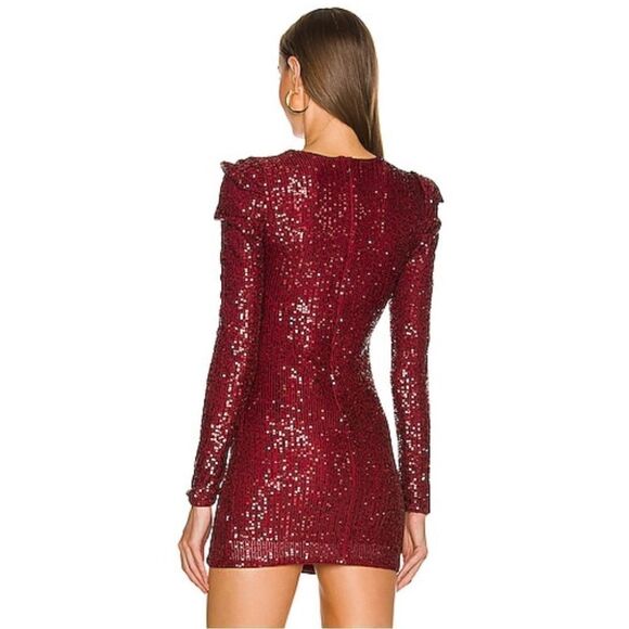 Michael Costello x REVOLVE Canal Mini Dress Black sequin sheer cut out party S - Picture 3 of 11